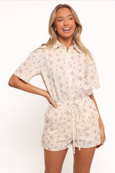 Calypso Romper - Cream Pink Floral